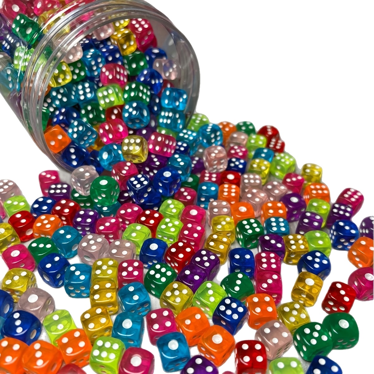 12pcs Transparent Colored Plastic 6-Sided Dice Set for Board Games